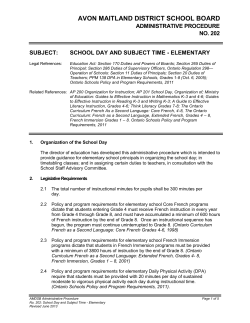 202: School Day and Subject Time - Elementary