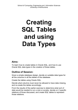 SQL - Computing at Northumbria