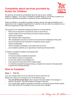 Complaints about services provided by Action for Children