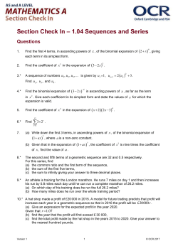Section check in - 1.04 Sequences and series