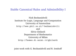Stable Canonical Rules and Admissibility I