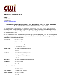 NEWS RELEASE &ndash; December 6, 2010 College of Western Idaho