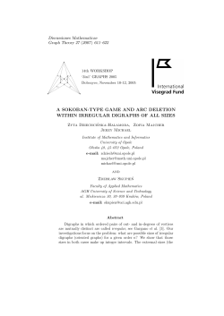 a sokoban-type game and arc deletion within irregular digraphs of