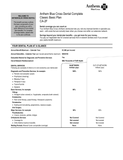Anthem Blue Cross Dental Complete Classic Basic Plan