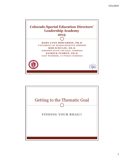 Getting to the Thematic Goal - University of Northern Colorado