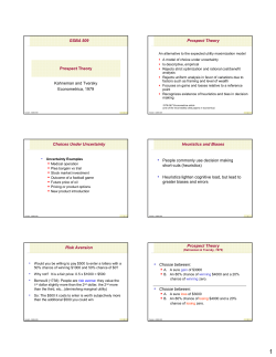 Prospect Theory GSBA 509 Kahneman and Tversky Econometrica