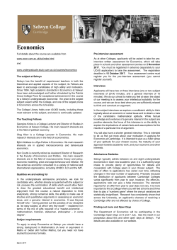 Economics - Selwyn College