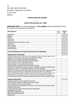 Notice of Intended Application - Electricity Regulatory Authority