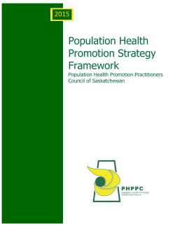 POPULATION HEALTH pROMOTION strategy fRAMEWORK