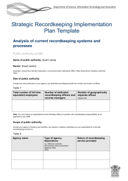 Strategic Recordkeeping Implementation Plan