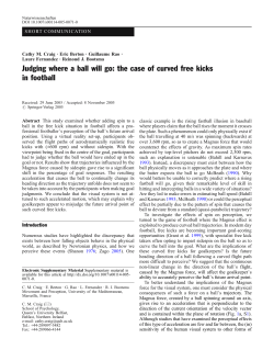 Judging where a ball will go: the case of curved free kicks in football