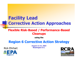 EPA Region 6 New Developments in Approaches to Corrective Action