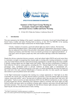 and Social Unrest, Conflict and Early Warning