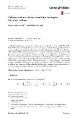 Existence and non existence results for the singular Nirenberg