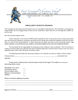 Enrollment Incentive - East Liverpool Christian School