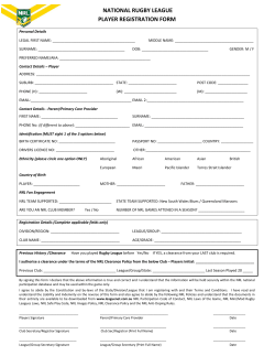 australian rugby league national player registration form