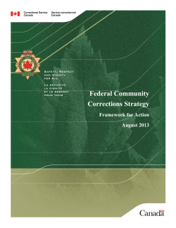 Federal Community Corrections Strategy Framework for Action