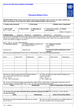 P11 Personal History form