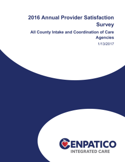 2016 Annual Provider Satisfaction Survey