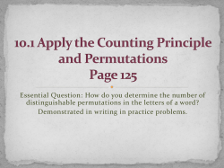 10.1 Apply the Counting Principle and Permutations
