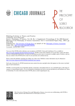 Modeling Evolution in Theory and Practice Author(s): Anya Plutynski