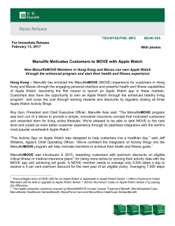Manulife Motivates Customers to MOVE with Apple Watch