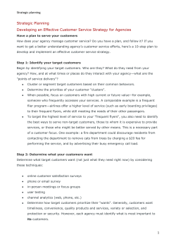 Strategic Planning Developing an Effective Customer Service