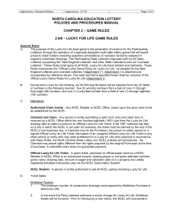 Lucky For Life Game Rules - North Carolina Education Lottery