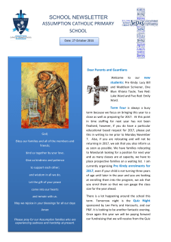 SCHOOL NEWSLETTER ASSUMPTION CATHOLIC PRIMARY