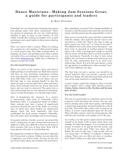 Dance Musicians&mdash;Making Jam Sessions Great, a guide for