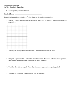 Algebra III Academic Solving Quadratic Equations