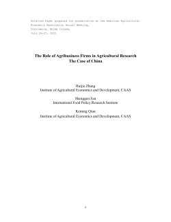 The Role of Agribusiness Firms in Agricultural Research The Case
