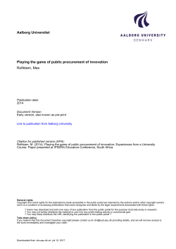 Aalborg Universitet Playing the game of public procurement of