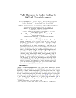 Tight Thresholds for Cuckoo Hashing via XORSAT (Extended Abstract)