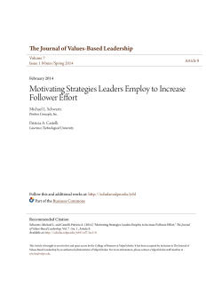 Motivating Strategies Leaders Employ to Increase Follower Effort