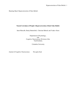 Hypercorrection of False Beliefs 1 Running Head