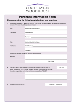 Purchase Information Form Please complete the