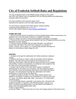 City of Frederick Softball Rules and Regulations