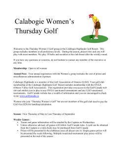 Calabogie Women`s Thursday Golf - Calabogie Highlands Golf Resort