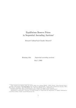 Equilibrium Reserve Prices in Sequential Ascending Auctions&curren;