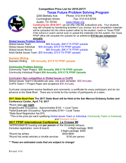 Competition Price List for 2016-2017! Texas Future Problem Solving