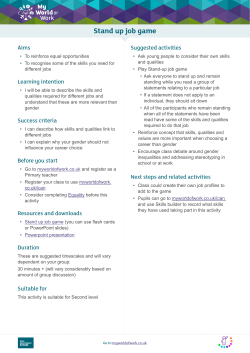 Stand up job game - My World of Work