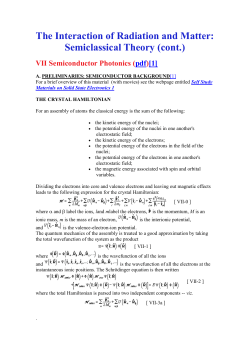 The Interaction of Radiation and Matter: Semiclassical Theory (cont