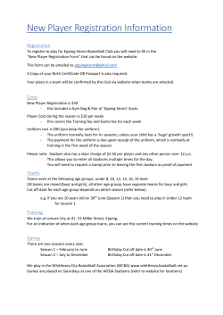 New Player Registration Information