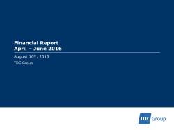 Financial Report April &ndash; June 2016