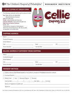 cellie order form - The Children`s Hospital of Philadelphia