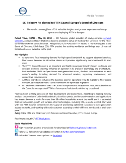 ECI Telecom Re-elected to FTTH Council Europe`s Board of Directors
