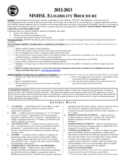 2000-2001 Athletic Eligibility Information