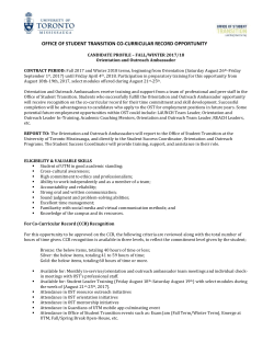 Orientation and Outreach Ambassador Position Description