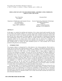 SIMULATION OF LOW-VOLUME MIXED MODEL ASSEMBLY LINES